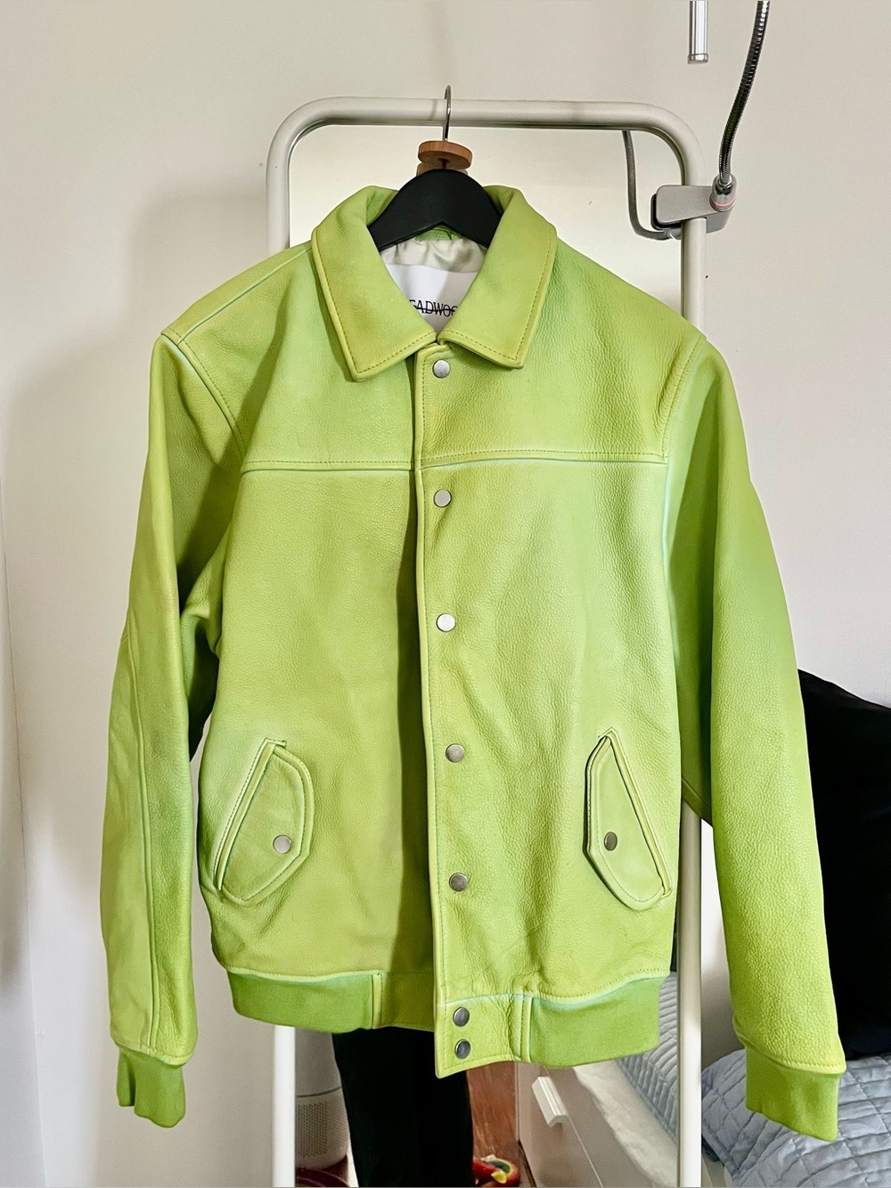 Free people X Deadwood coach leather jacket lime green